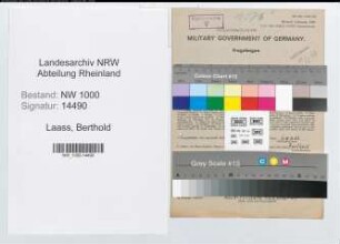 Entnazifizierung Berthold Laass, geb. 24.04.1908 (Vorarbeiter)