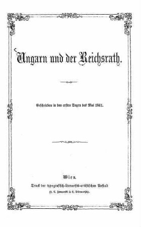 Eine Adresse der ersten politischen Notabilitäten Ungarns : vom Jahre 1857