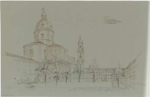 Gsaenger, Gustav; München, Theatinerstr.; Bayerisches Kultusministerium, Erweiterung - Vorprojekt Erweiterungsbau, Hofseite (Perspektive)