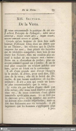 XII. Section. De la Vertu