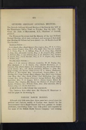 Seventh Ordinary General Meeting: British North Borneo. By Sir Walter H. Medhurst.