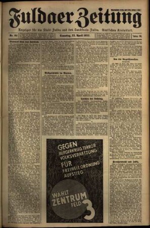 Ausgabe vom Samstag, den 23. April 1932.