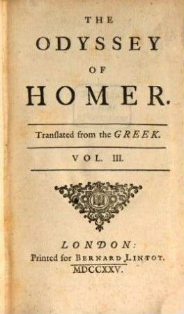 The Odyssey of Homer, 3 (1725)