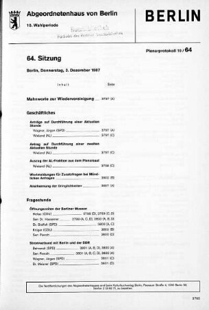 Nr. 64, 3. Dezember 1987