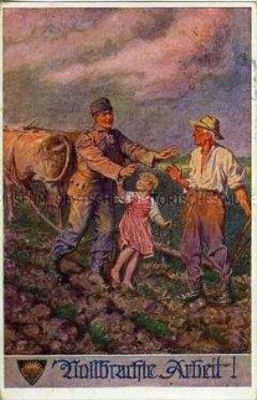 Heimkehrender Soldat; Postkarte des Deutschen Schulvereins, Nr. 754