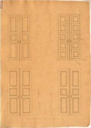Klenze, Leo von; St. Petersburg (Russland); Eremitage - Türen (Ansichten); Profile (Schnitte)