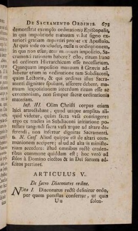 673-689, Articulus V. De sacro Diaconatus ordine.