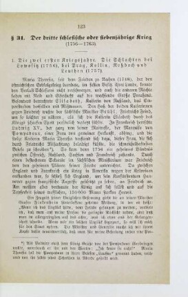 § 31. Der dritte schlesische oder siebenjährige Krieg (1756-1763)