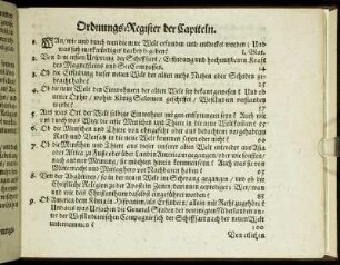 Ordnungs-Register der Capiteln.