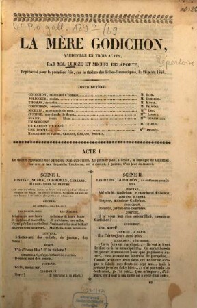 La mère Godichon : Vaudeville en trois actes