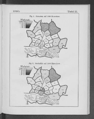 Tafel II. 1910. Fig. 1. Geburten auf 1000 Einwohner.