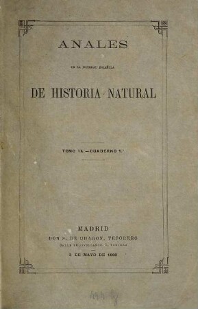 Anales de la Sociedad Española de Historia Natural, 9. 1880