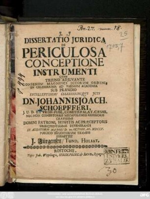 Dissertatio Juridica De Periculosa Conceptione Instrumenti