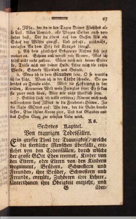 Sechstes Kapitel: Von traurigen Todesfällen.