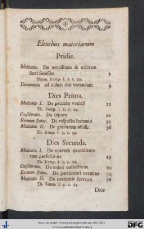 Elenchus materiarum.