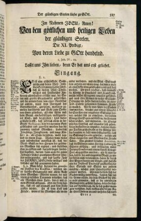 587-617, Die XI. Predigt, Von deren Liebe zu GOtt handelnd.