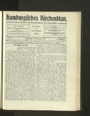 Nr. 48. Hamburg, 26. November 1911. 8. Jahrgang.