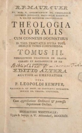 3: Complectens Tractatum De Gratia Christi Et Sacramentalis Ab Eo Institutus