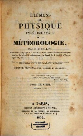 Élémens de physique expérimentale et de météorologie, 2,1