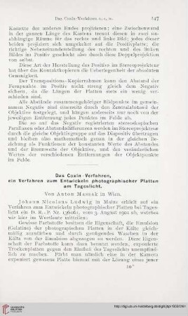 17: Das Coxin-Verfahren, ein Verfahren zum Entwickeln photographischer Platten am Tageslicht