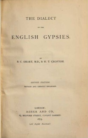 The dialect of the English Gypsies