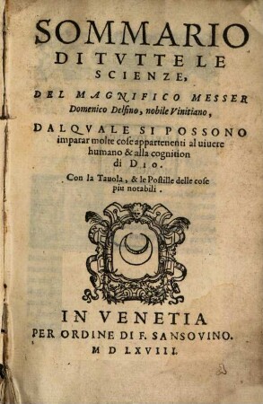 Sommario di tutte le Scientie