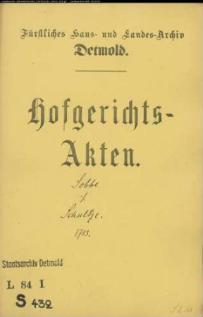 Sobbe, Joh. Ernst, Goldschmied zu Lemgo gegen Hans Jürgen Schultze zu Lemgo - Haustausch