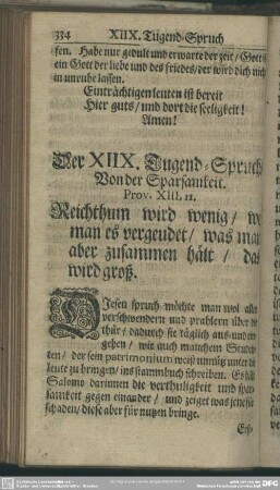 Der XIIX. Tugend-Spruch, Von der Sparsamkeit