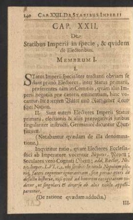 Cap. XXII. De Statibus Imperii in specie, & qvidem de Electoribus.