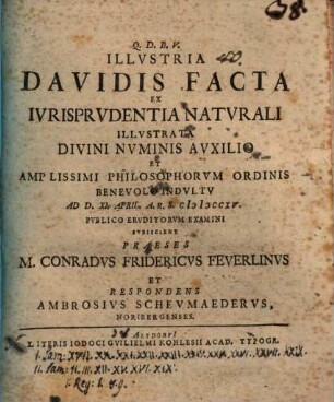 Illustria Davidis facta ex iurisprudentia naturali illustrata