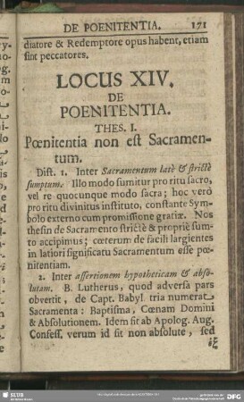 Locus XIV. De Poenitentia