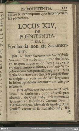 Locus XIV. De Poenitentia