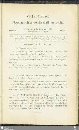 Nr. 4. Sitzung vom 22 Februar 1889