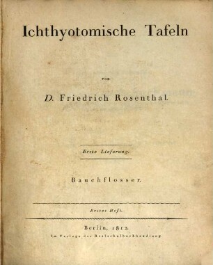 Ichthyotomische Tafeln. 1,1. (1812)