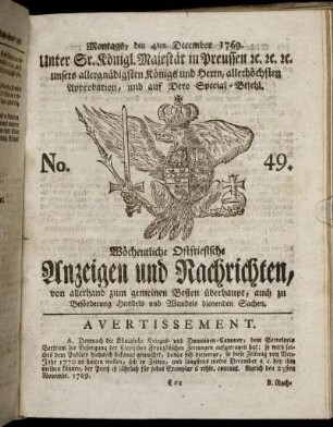 No. 49. Montags, den 4ten December 1769.
