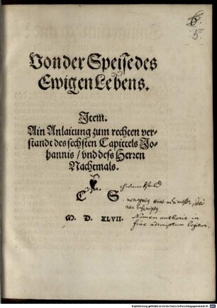 Von der Speise des ewigen Lebens