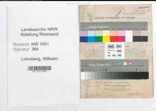 Entnazifizierung Wilhelm Lohmberg , geb. 05.05.1891 (Polizeibeamter)