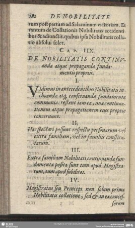 Cap. IIX. De Nobilitatis Continuandae atque propagandae fundamentis propriis