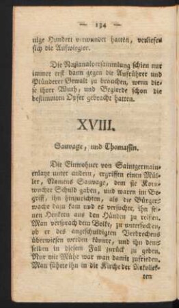 XVIII. Sauvage, und Thomassin
