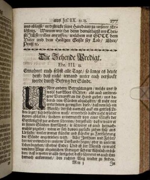 Die Zehende Predigt. Ebr. III. 13.