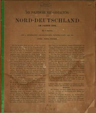 Die politische Neugestaltung von Norddeutschland im Jahre 1866