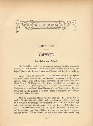 Erster Brief. Vorwort. Kunstlehre und Schule