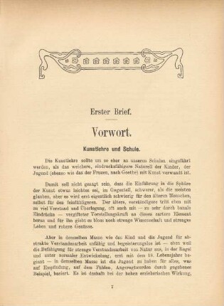 Erster Brief. Vorwort. Kunstlehre und Schule