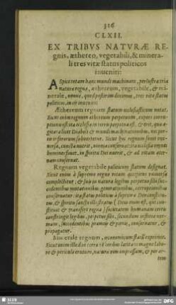 CLXII. Ex Tribus Naturae Regnis, aethero, vegetabili, & minerali tres vitae status politicos inveniri