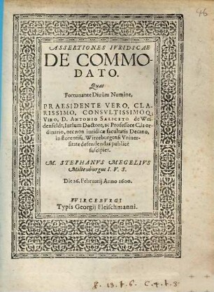 Assertiones Ivridicae De Commodato