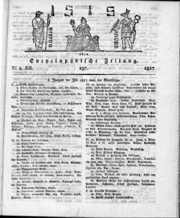 Inhalt der ISIS, Jahrgang 1817, Heft I - XII