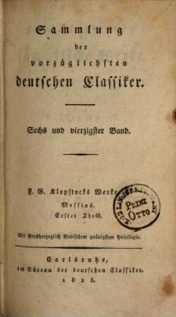F. G. Klopstocks sämmtliche Werke. 1, Der Messias, 1