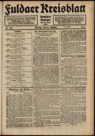 Ausgabe vom Montag, den 20. Oktober 1919.