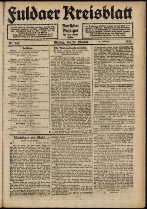 Ausgabe vom Montag, den 20. Oktober 1919.