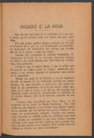 Pajaró e´la India